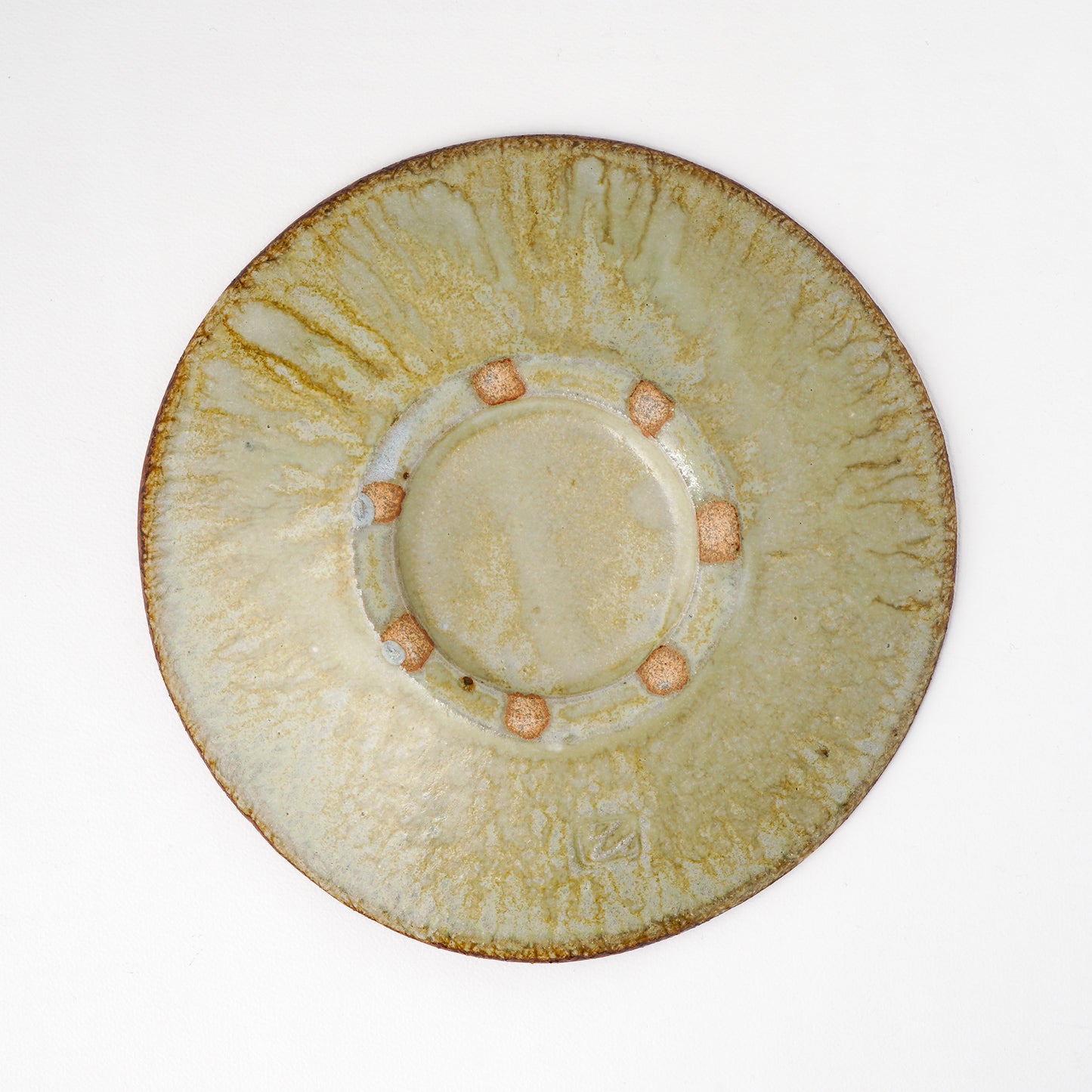 タタラ丸皿 約21cm 二彩 J