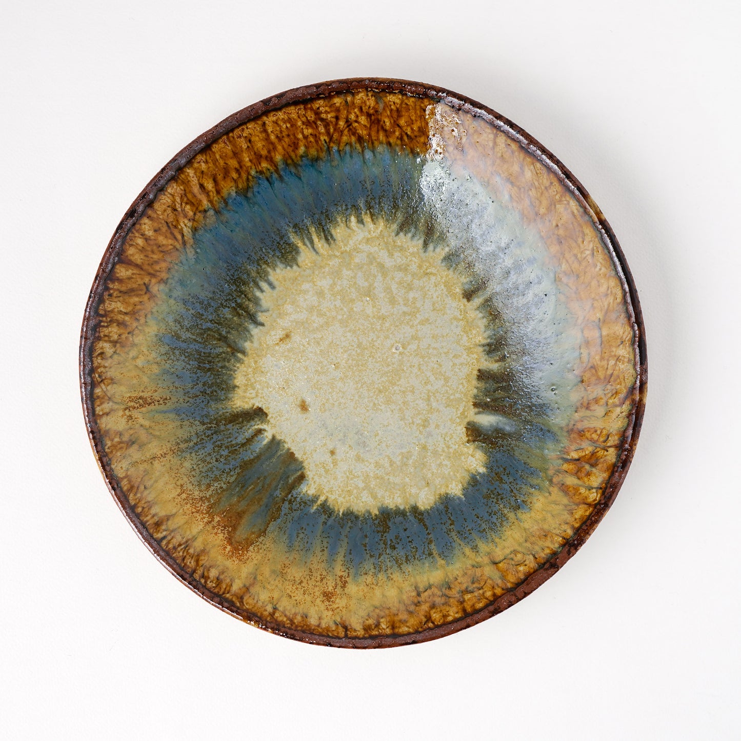 タタラ丸皿 約21cm 二彩 J