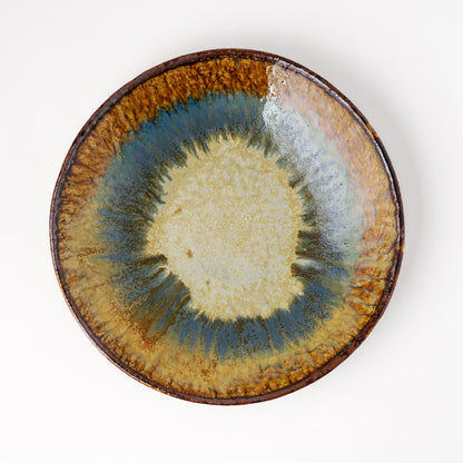 タタラ丸皿 約21cm 二彩 J