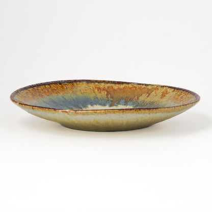 タタラ丸皿 約21cm 二彩 K