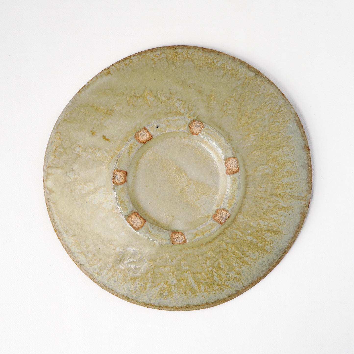 タタラ丸皿 約21cm 二彩 K