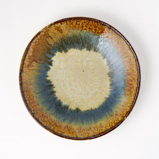 タタラ丸皿 約21cm 二彩 K