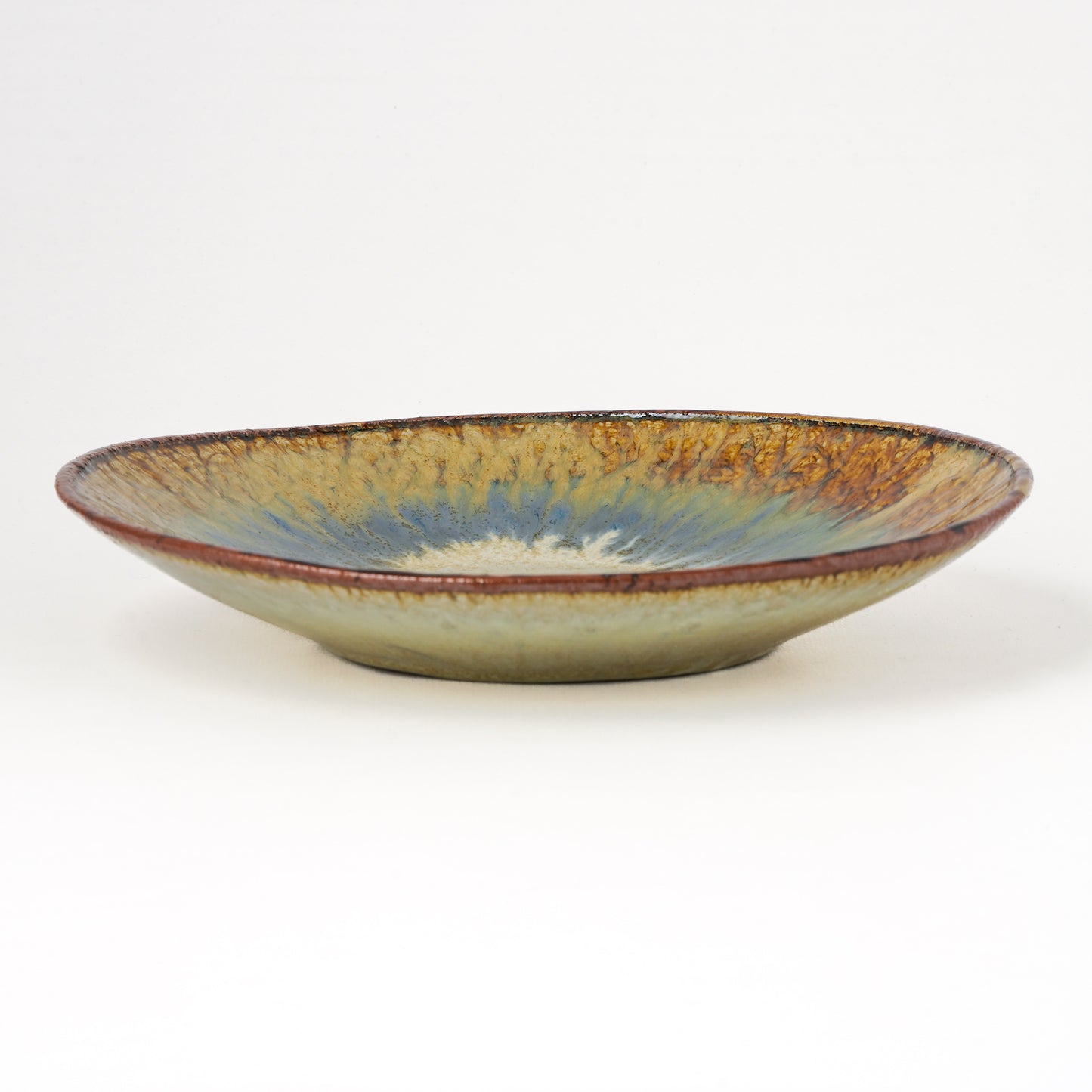 タタラ丸皿 約21cm 二彩 L