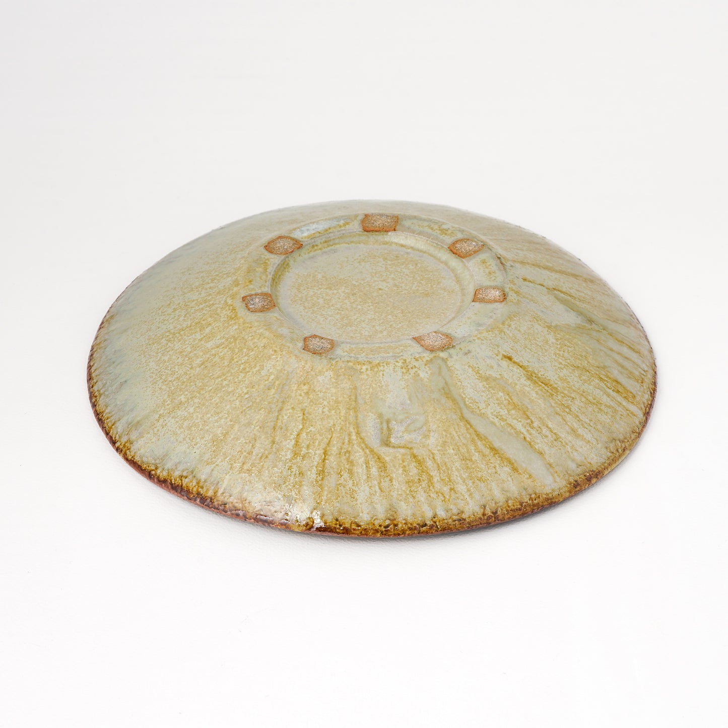 タタラ丸皿 約21cm 二彩 L