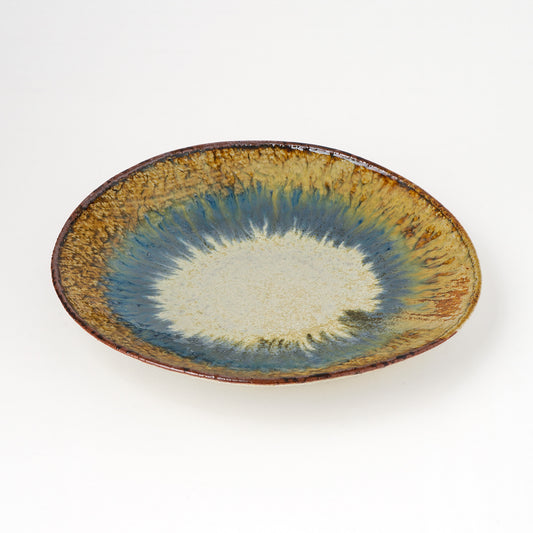 タタラ丸皿 約21cm 二彩 M
