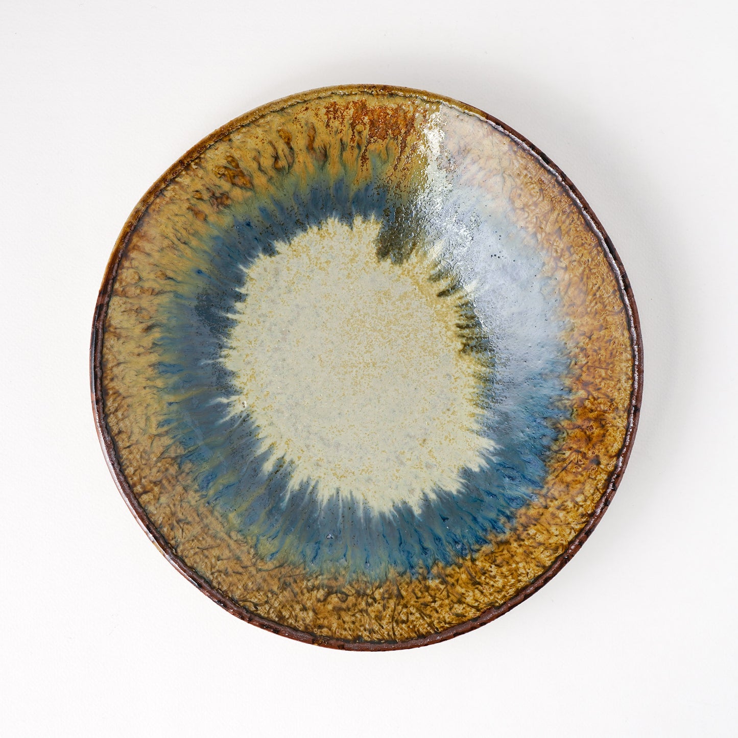 タタラ丸皿 約21cm 二彩 M