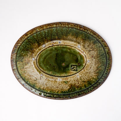 オーバル皿 M(約20cm×約27cm) 織部 A