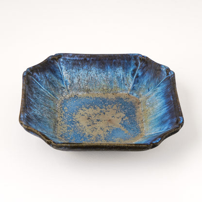 隅切鉢 M(約15.5cm×約15.5cm) 艶消し 青 A