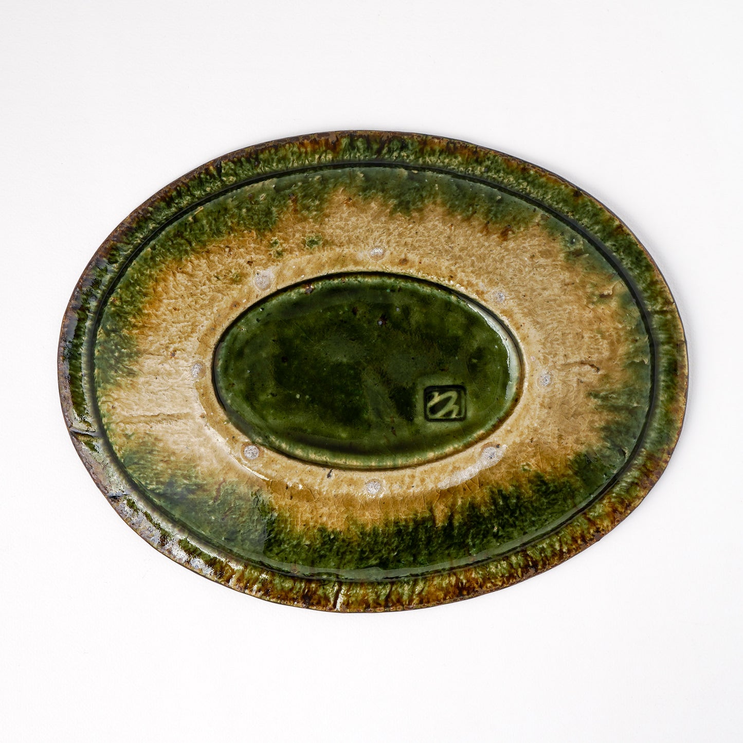 オーバル皿 M(約20cm×約27cm) 織部 C