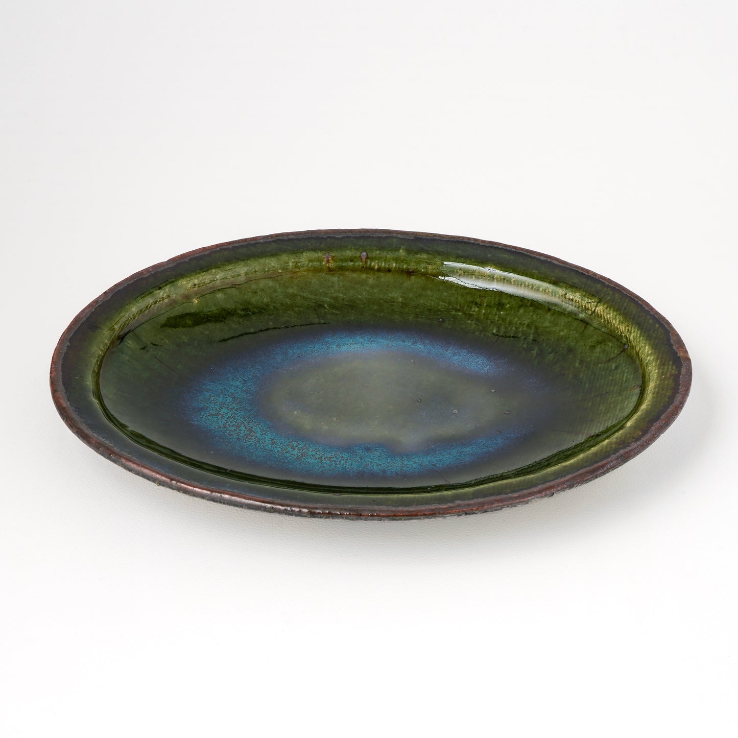 オーバル皿 M(約20cm×約27cm) 織部 D