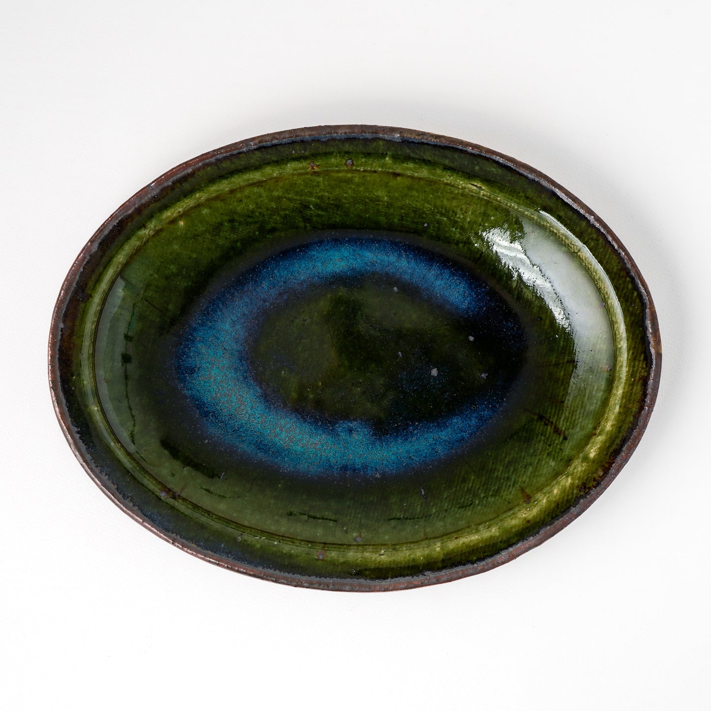 オーバル皿 M(約20cm×約27cm) 織部 D