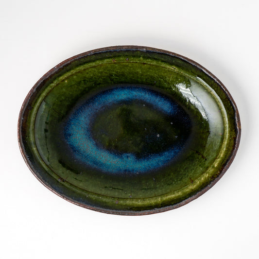 オーバル皿 M(約20cm×約27cm) 織部 D