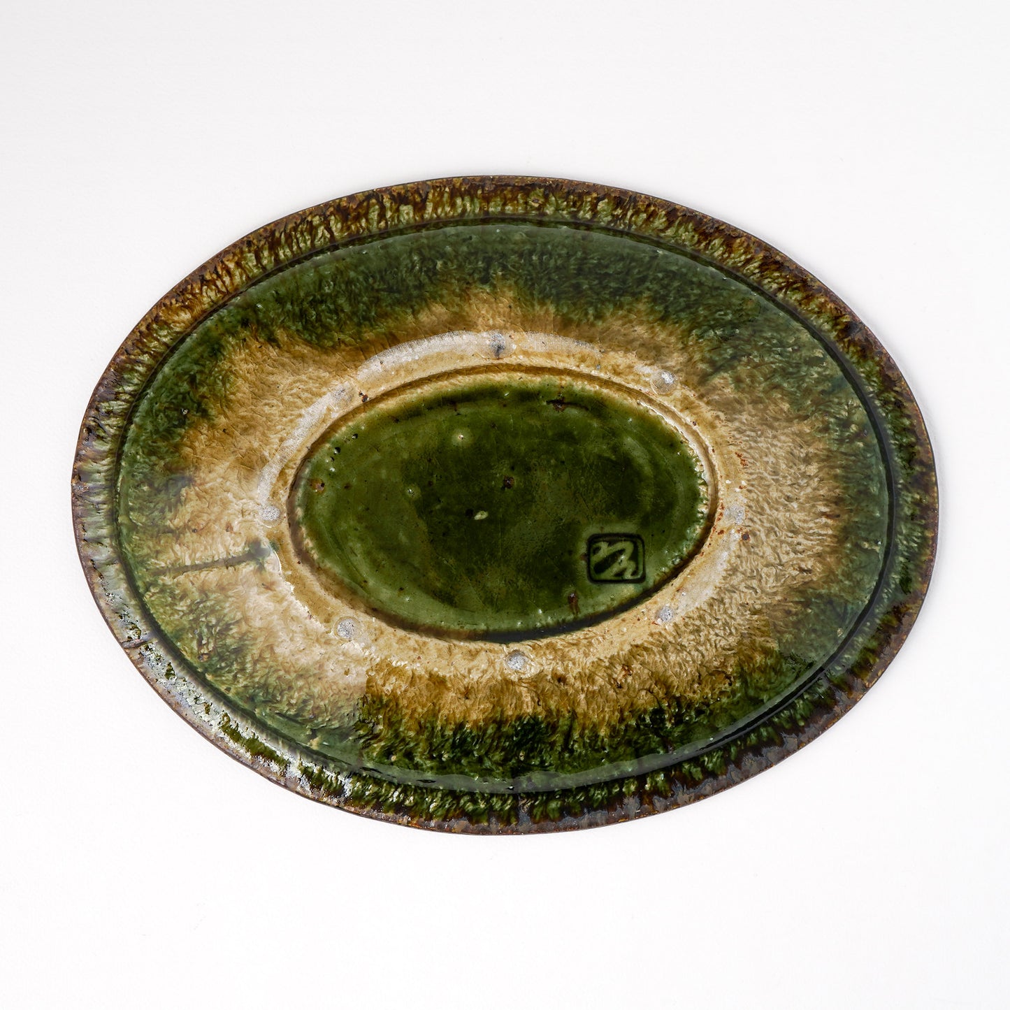 オーバル皿 M(約20cm×約27cm) 織部 D