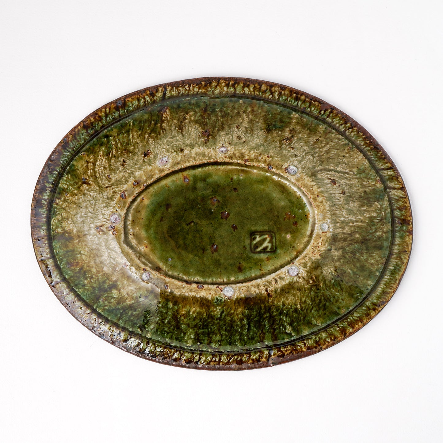 オーバル皿 M(約20cm×約27cm) 織部 E