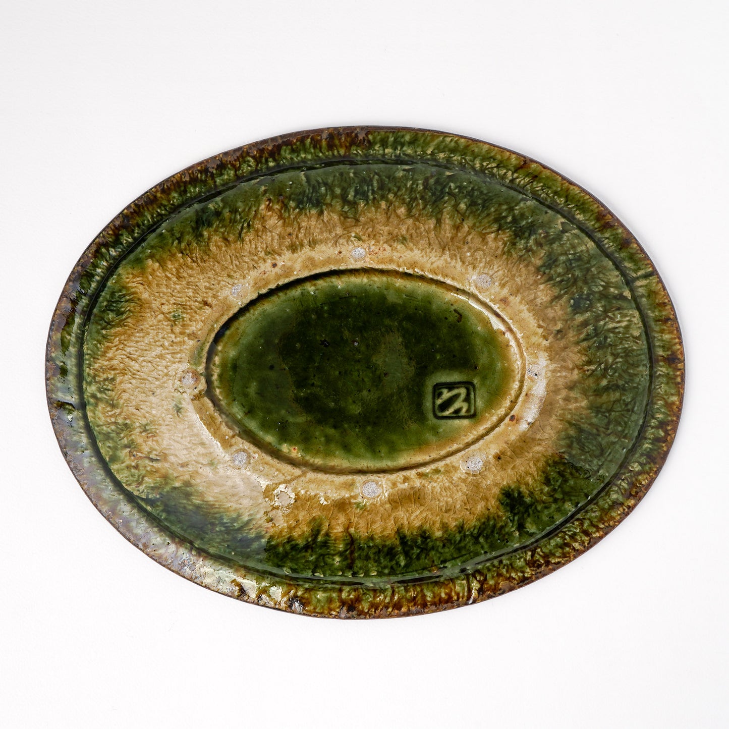 オーバル皿 M(約20cm×約27cm) 織部 F