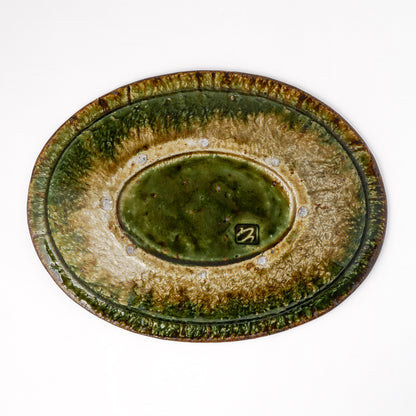 オーバル皿 M(約20cm×約27cm) 織部 G