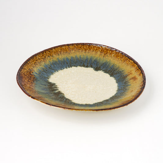 タタラ丸皿 約21cm 二彩 N
