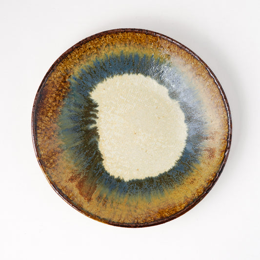 タタラ丸皿 約21cm 二彩 N