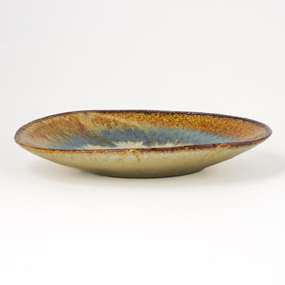 タタラ丸皿 約21cm 二彩 O