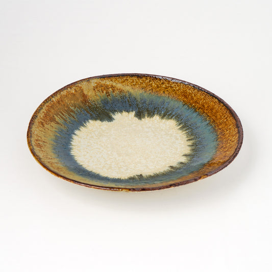 タタラ丸皿 約21cm 二彩 O