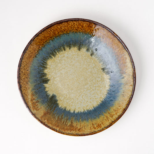 タタラ丸皿 約21cm 二彩 O