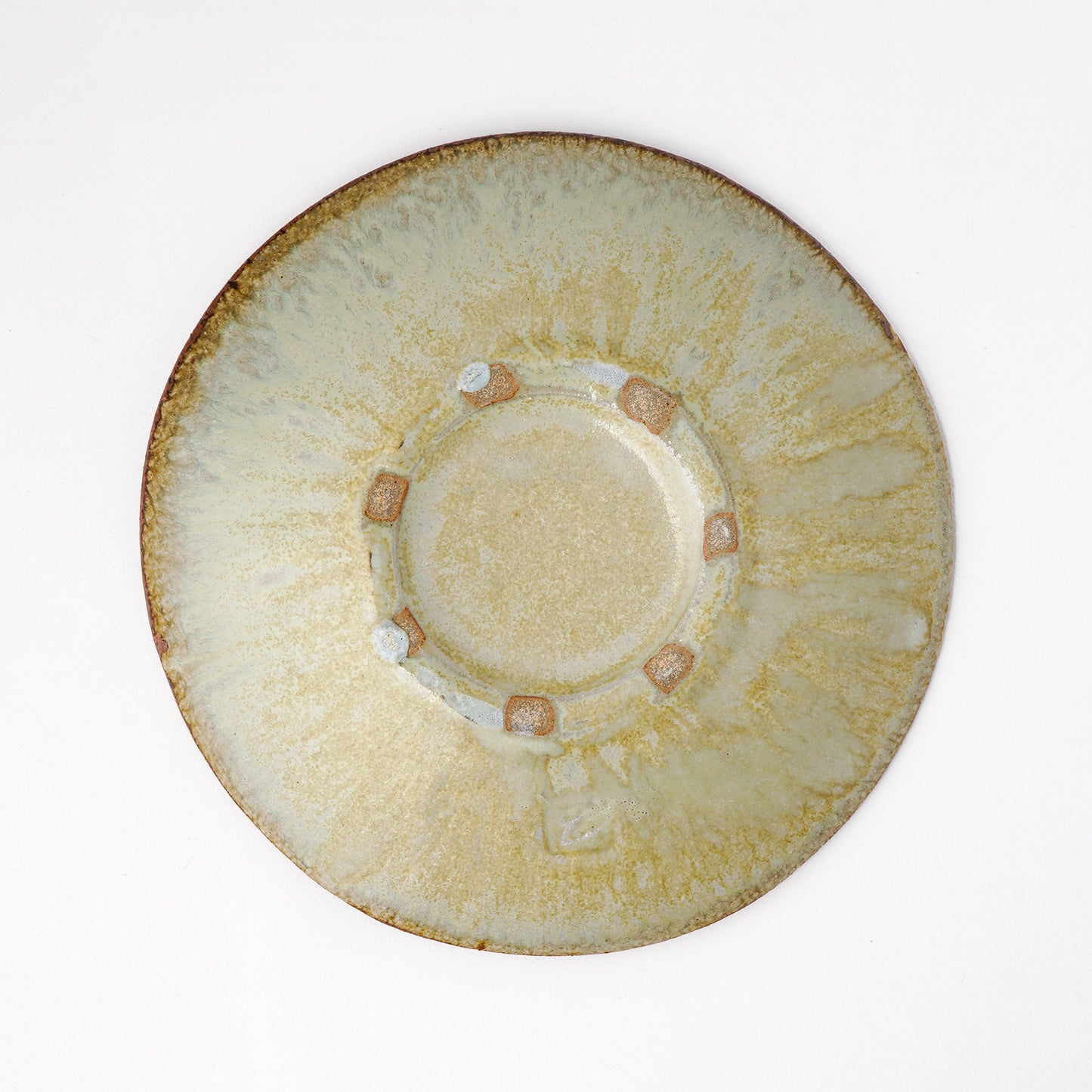 タタラ丸皿 約21cm 二彩 P