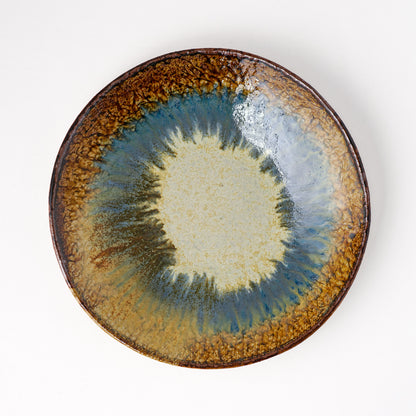 タタラ丸皿 約21cm 二彩 P