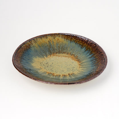 タタラ丸皿 約21cm 二彩 Q