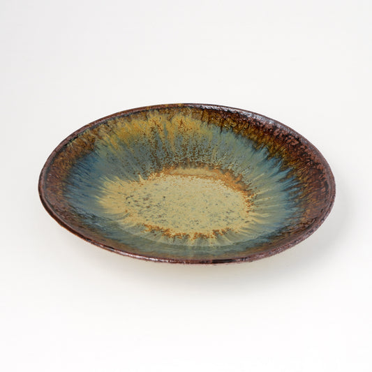 タタラ丸皿 約21cm 二彩 Q