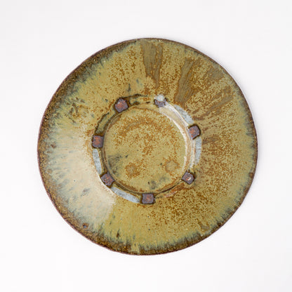 タタラ丸皿 約21cm 二彩 Q