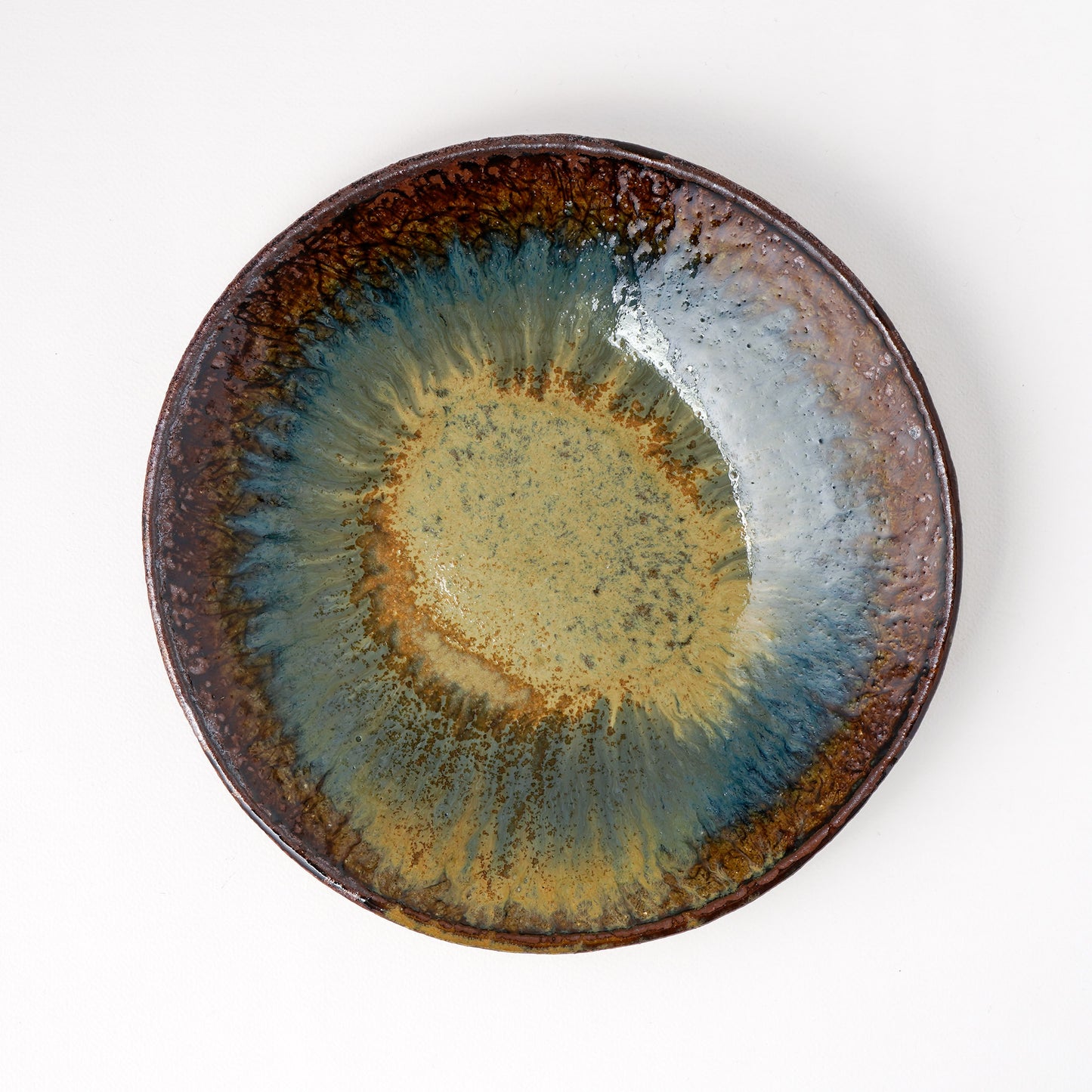 タタラ丸皿 約21cm 二彩 Q
