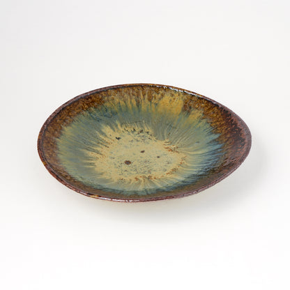タタラ丸皿 約21cm 二彩 R