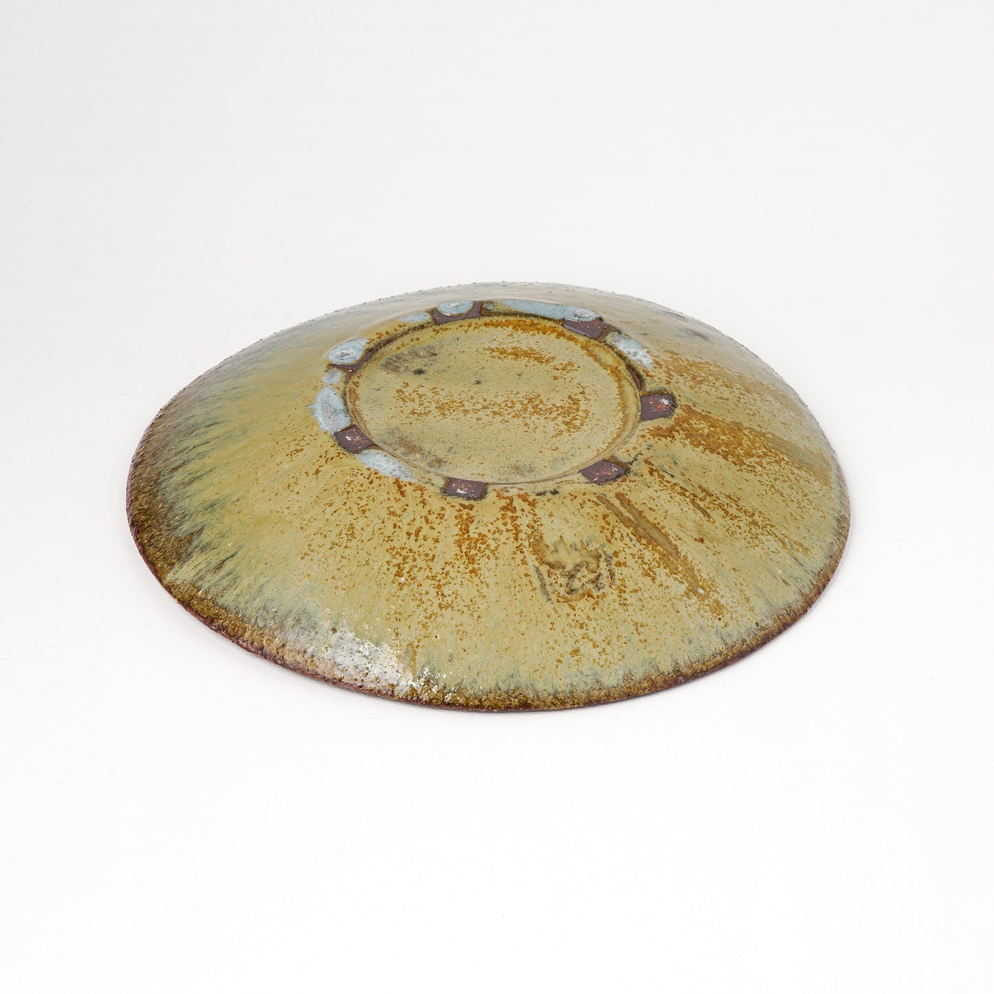 タタラ丸皿 約21cm 二彩 R