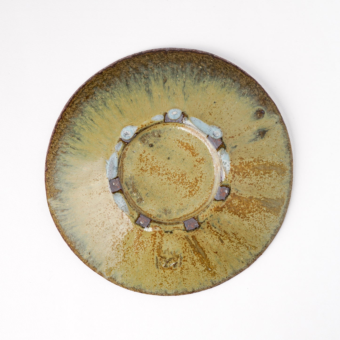 タタラ丸皿 約21cm 二彩 R