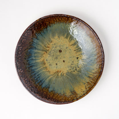 タタラ丸皿 約21cm 二彩 R