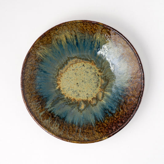 タタラ丸皿 約21cm 二彩 S