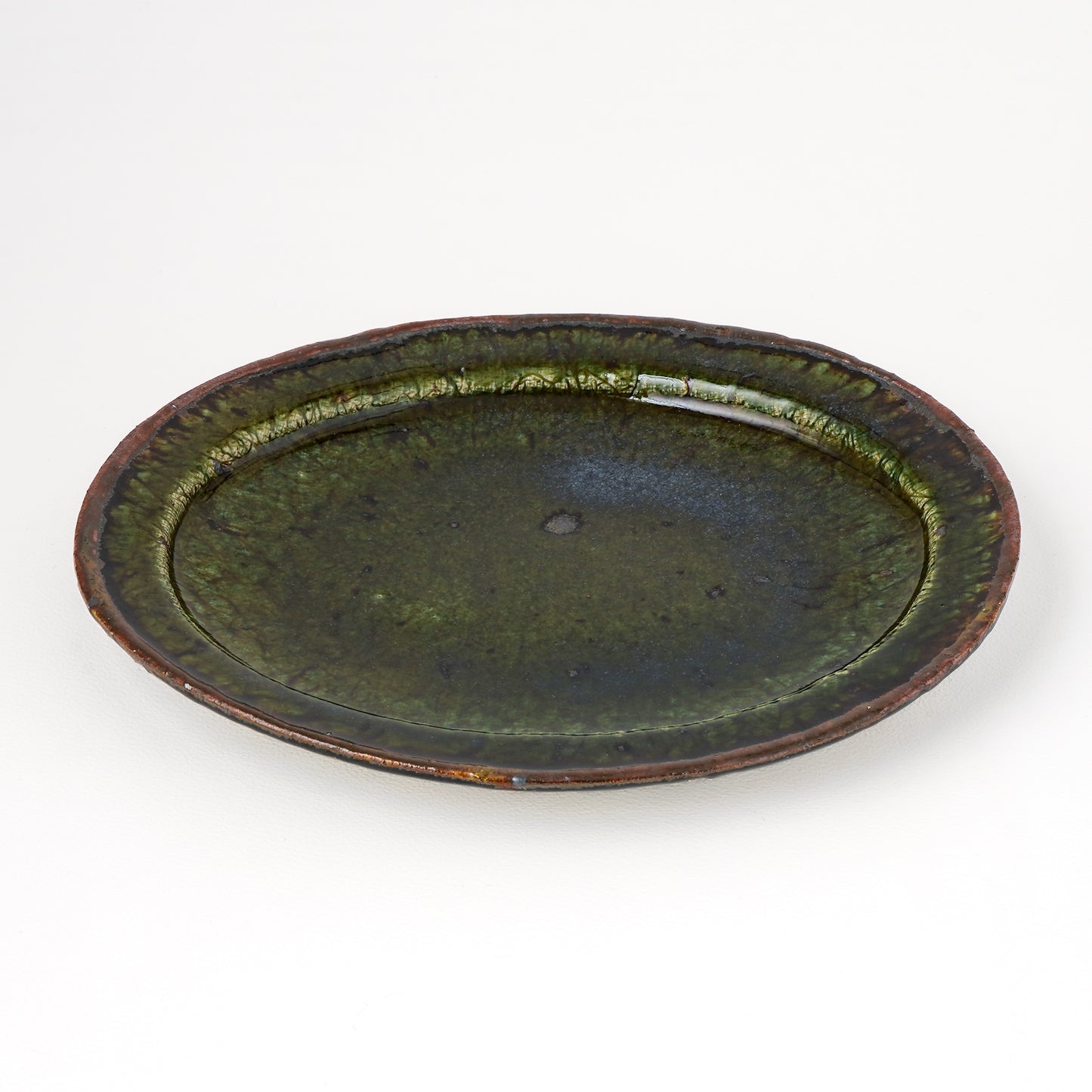 オーバル皿 S(約18cm×約21.5cm) 織部 A