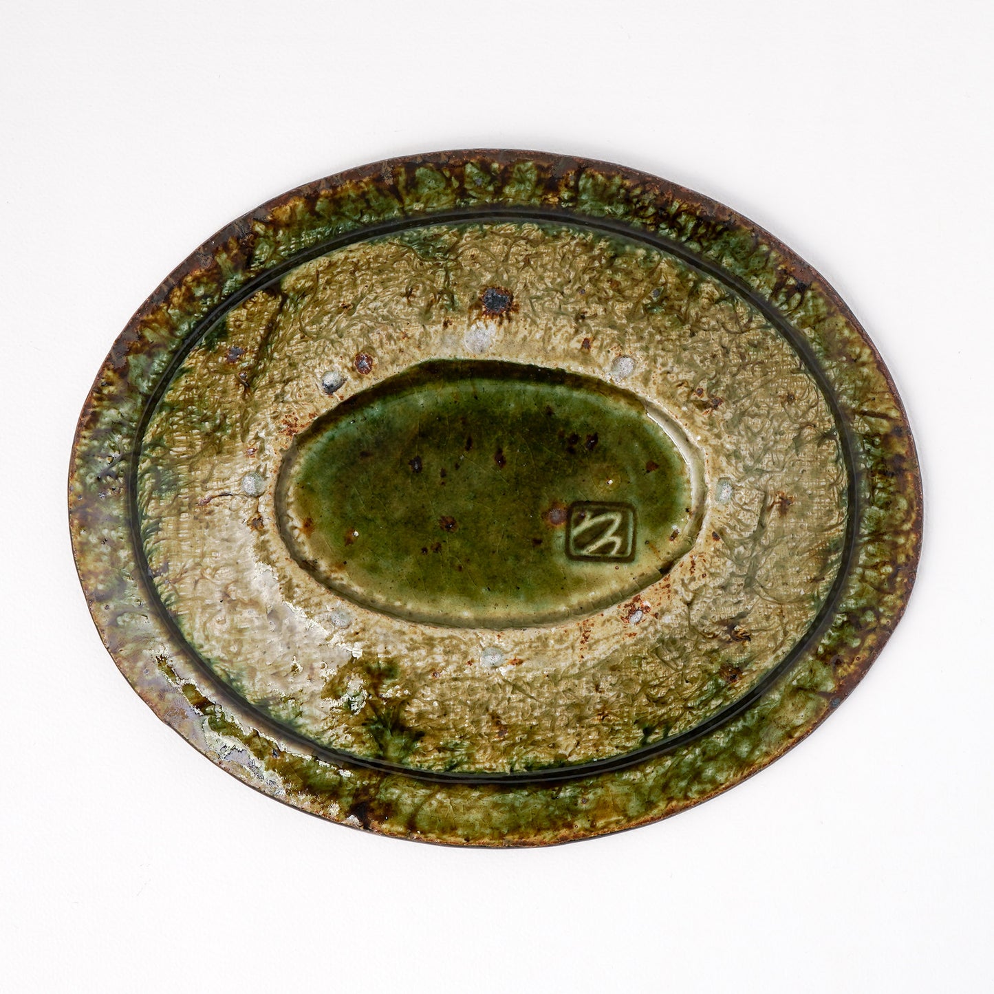 オーバル皿 S(約18cm×約21.5cm) 織部 A