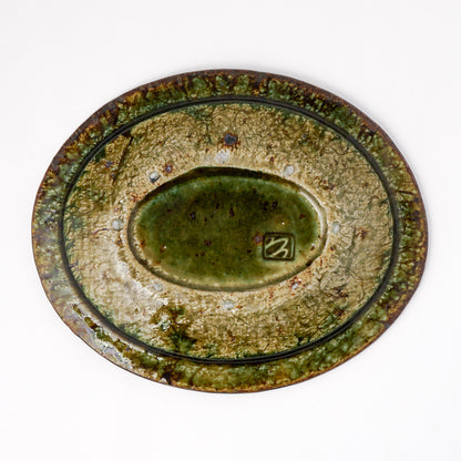 オーバル皿 S(約18cm×約21.5cm) 織部 A