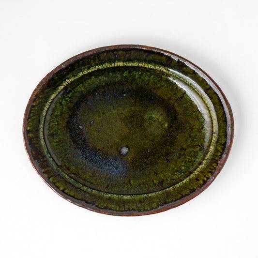 オーバル皿 S(約18cm×約21.5cm) 織部 A