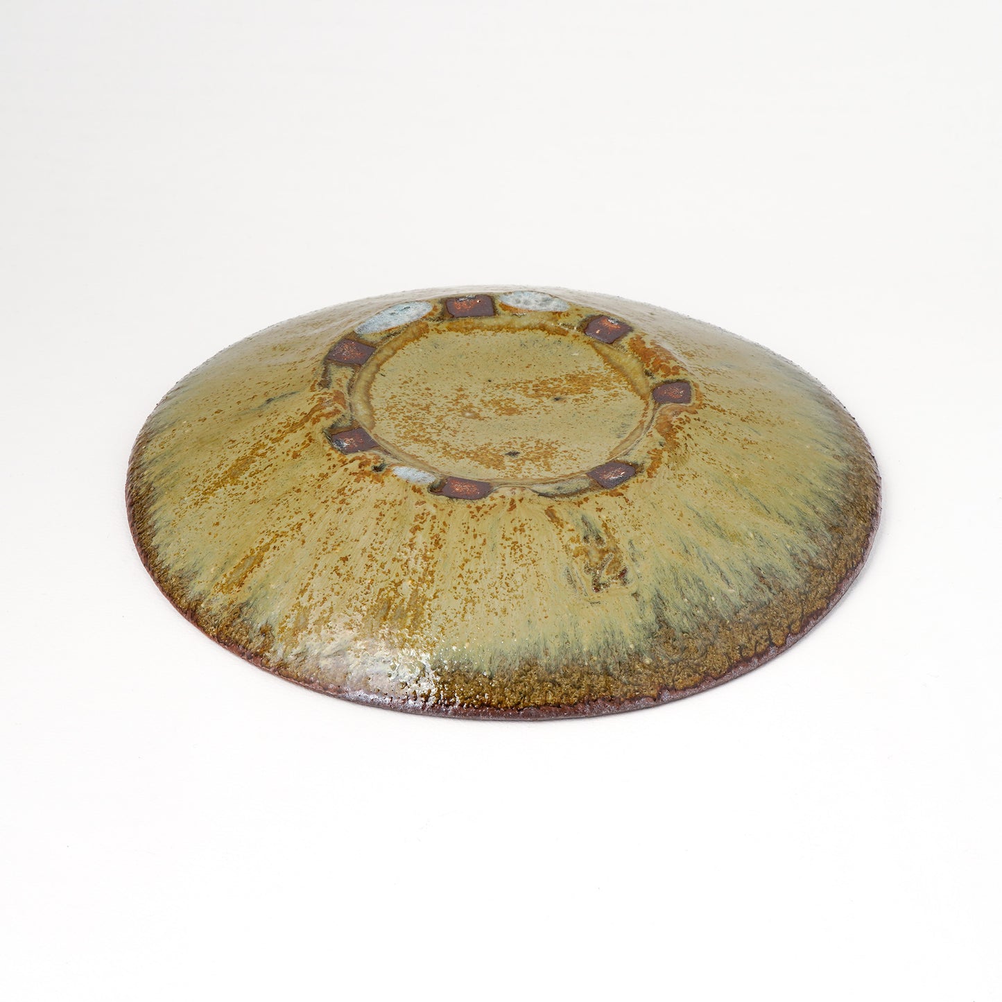 タタラ丸皿 約21cm 二彩 T