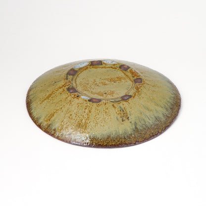 タタラ丸皿 約21cm 二彩 T