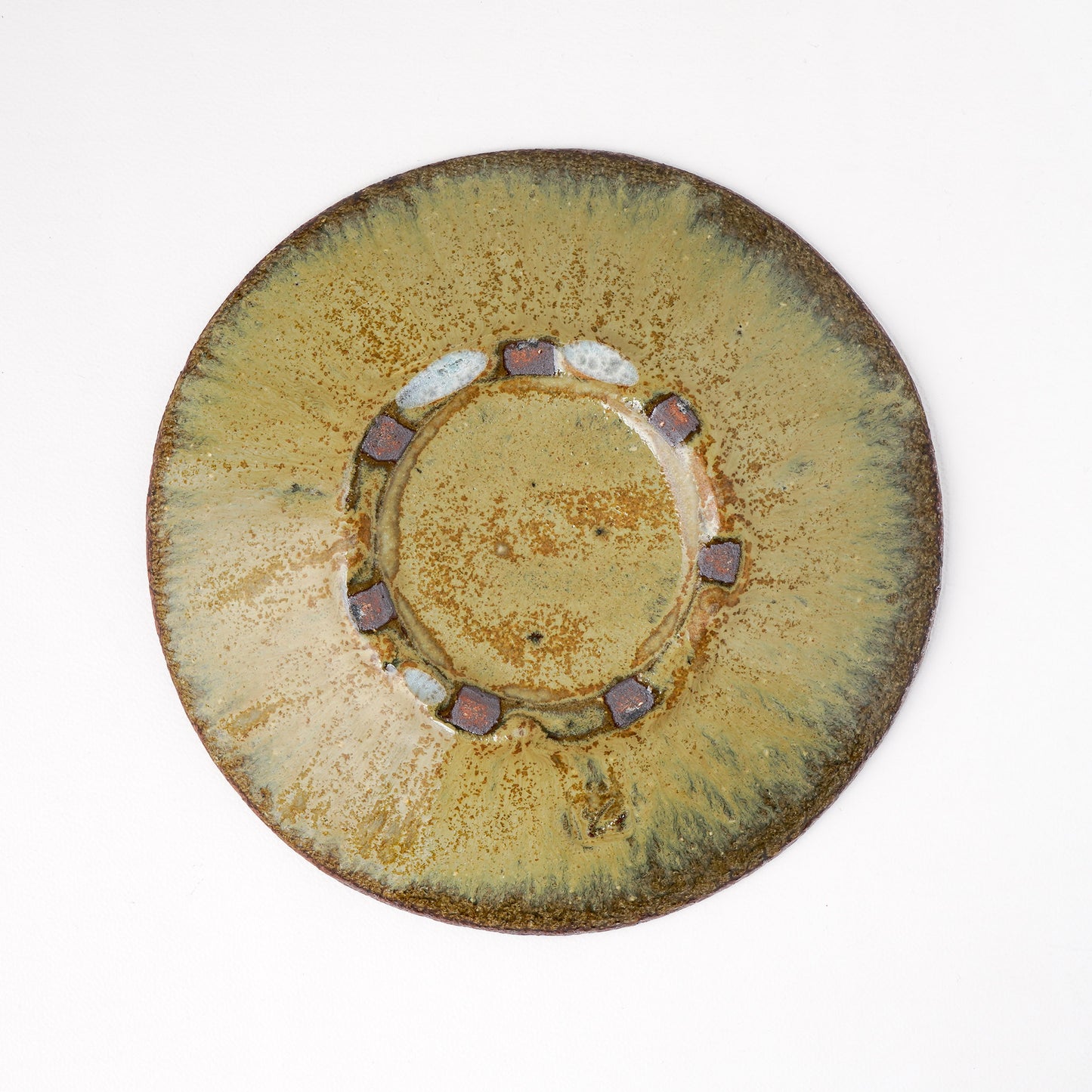 タタラ丸皿 約21cm 二彩 T