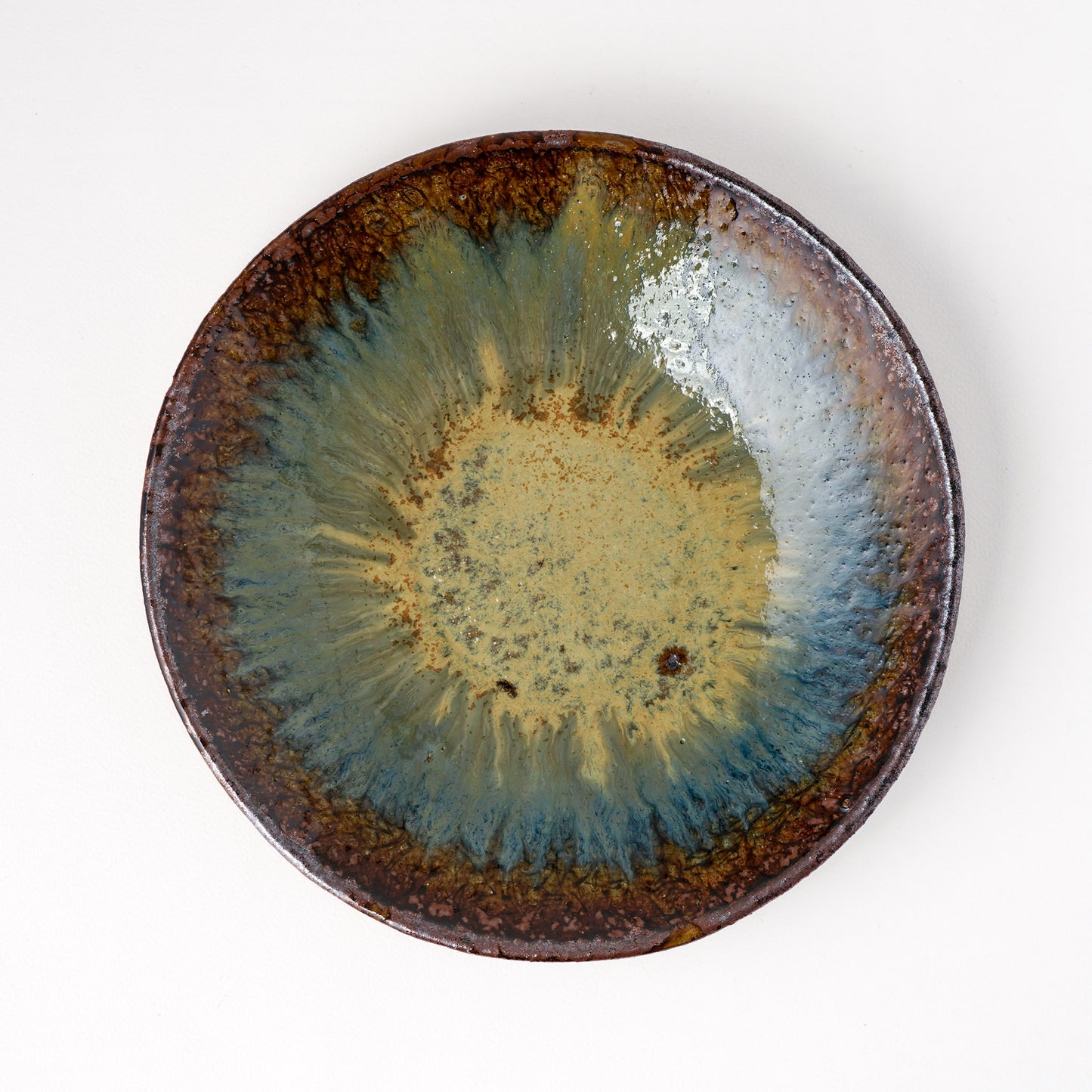 タタラ丸皿 約21cm 二彩 T