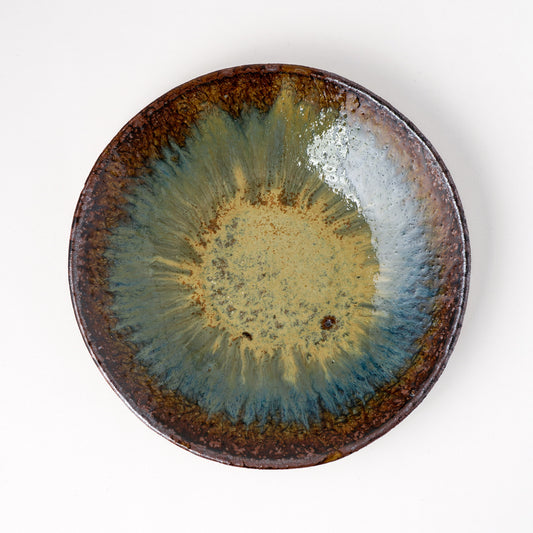 タタラ丸皿 約21cm 二彩 T