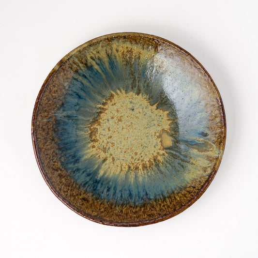タタラ丸皿 約21cm 二彩 U