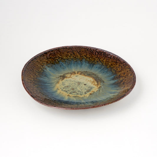 タタラ丸皿 約21cm 二彩 V