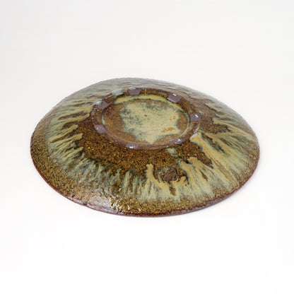 タタラ丸皿 約21cm 二彩 V