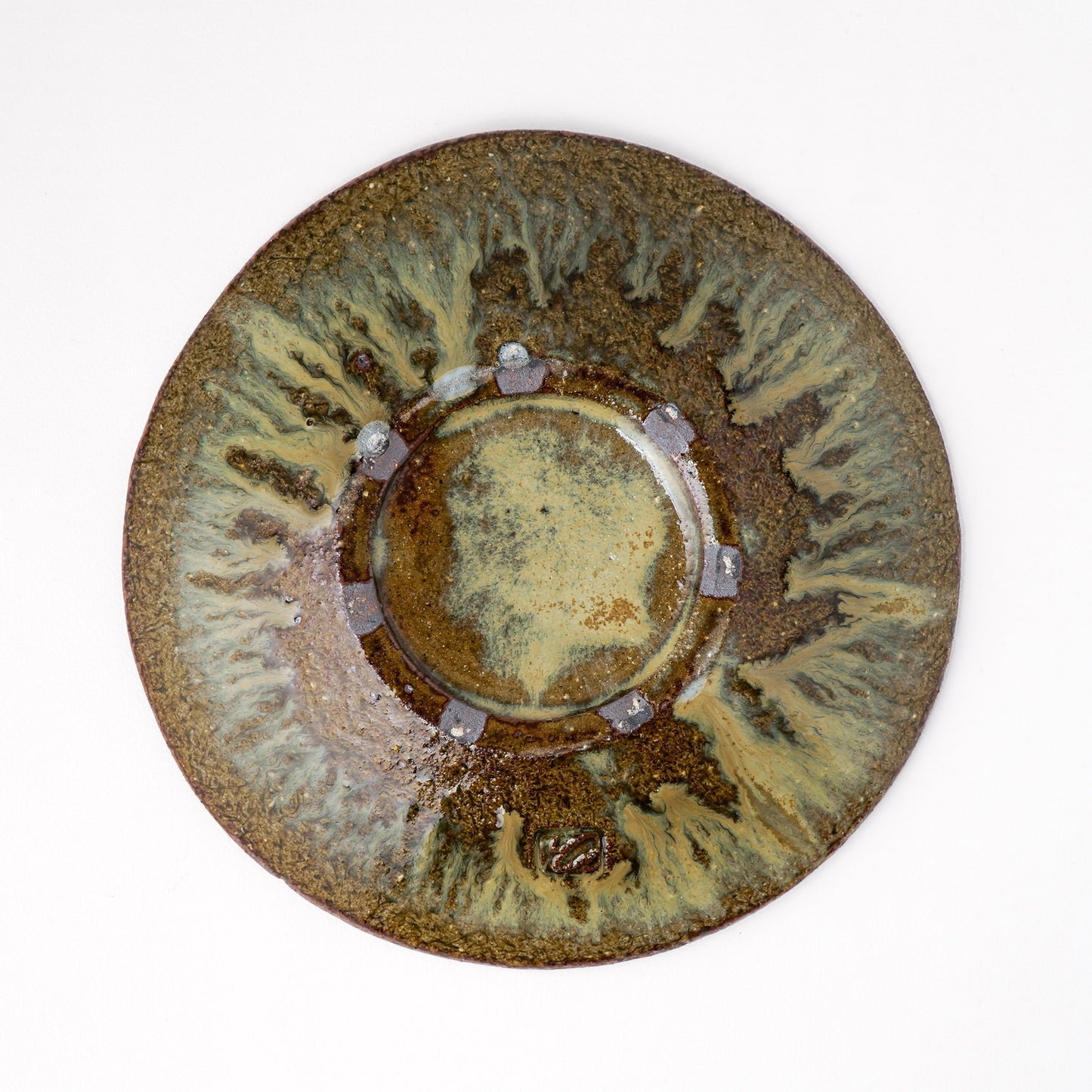 タタラ丸皿 約21cm 二彩 V