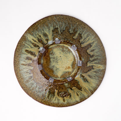 タタラ丸皿 約21cm 二彩 V